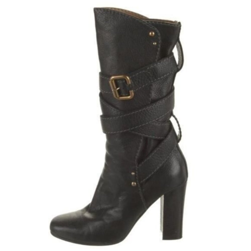 Chloe Paddington Pebbled Leather Heeled Boots